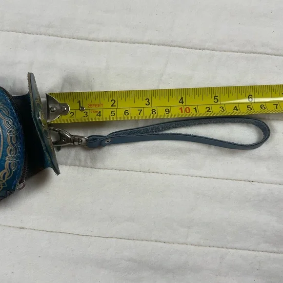 Teal Leather Clutch with Celtic Design - Picture 11 of 15